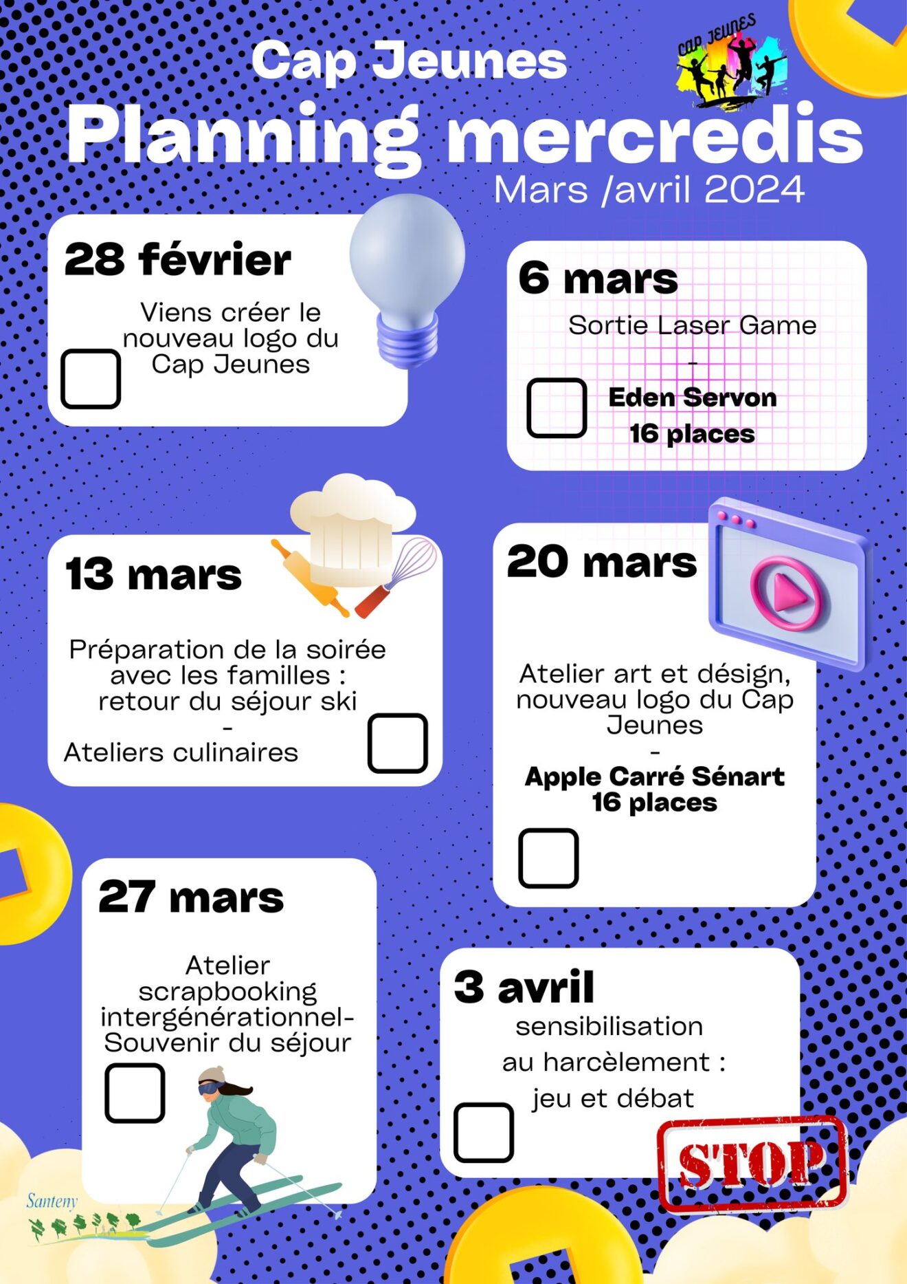 Cap Jeunes : découvrez le planning des mercredis de mars et avril 2024 !